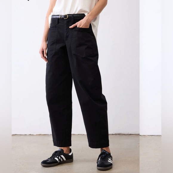 Ruti The Slouchy Soft Twill Pants Black Cotton Stretch Wide Leg Barrel Style 3 - Picture 2 of 12